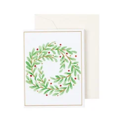 Caspari Gift Tags & Enclosure Cards|Wreath in Foil Gift Enclosure Cards - 4 Mini Cards & 4 Envelopes