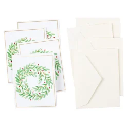Caspari Gift Tags & Enclosure Cards|Wreath in Foil Gift Enclosure Cards - 4 Mini Cards & 4 Envelopes