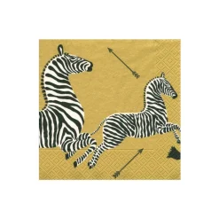 Caspari Christmas Napkins|New Year'S|Zebras Paper Cocktail Napkins in Gold - 20 Per Package - 2 Packages