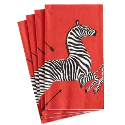 Caspari Christmas Napkins|Valentine'S Day|Zebras Paper Guest Towel Napkins in Red - 15 Per Package